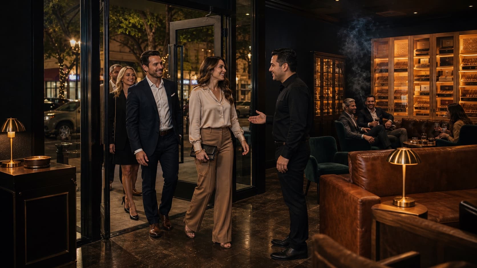 Guests Arriving At Humidor On Austin From Austin Avenue In Downtown Waco